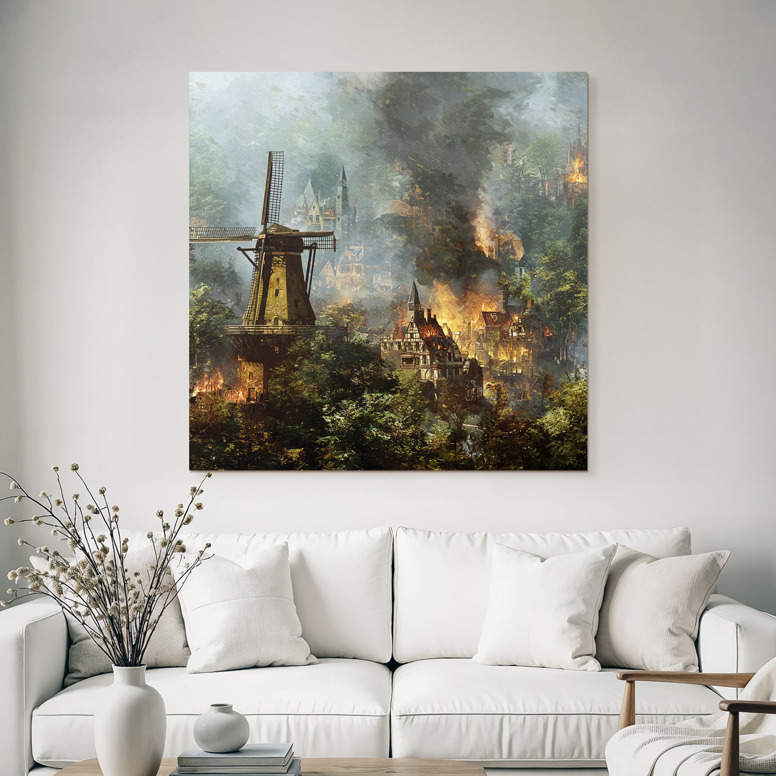Windmühle Feür Und Rauch In Der Stadt