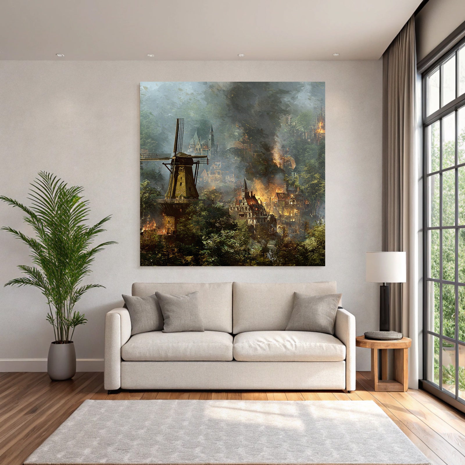 Windmühle Feür Und Rauch In Der Stadt