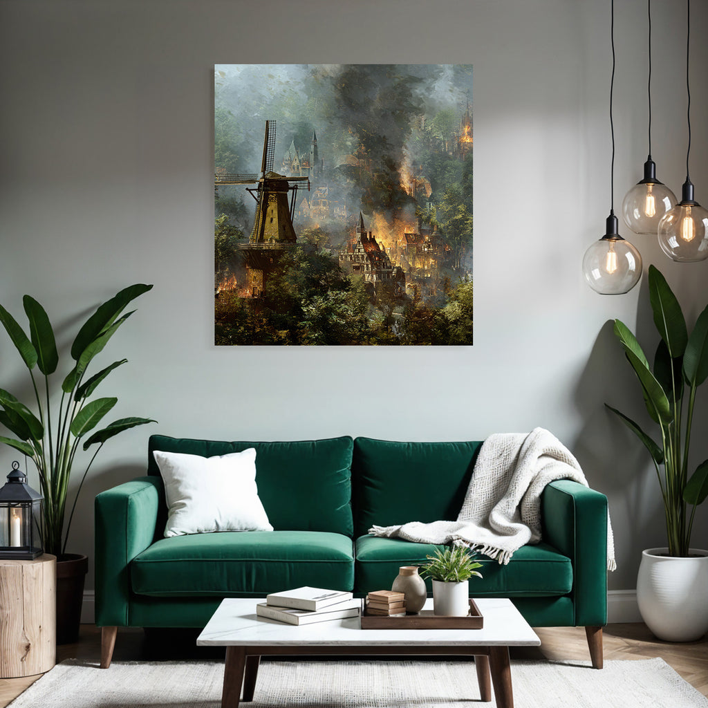 Windmühle Feür Und Rauch In Der Stadt
