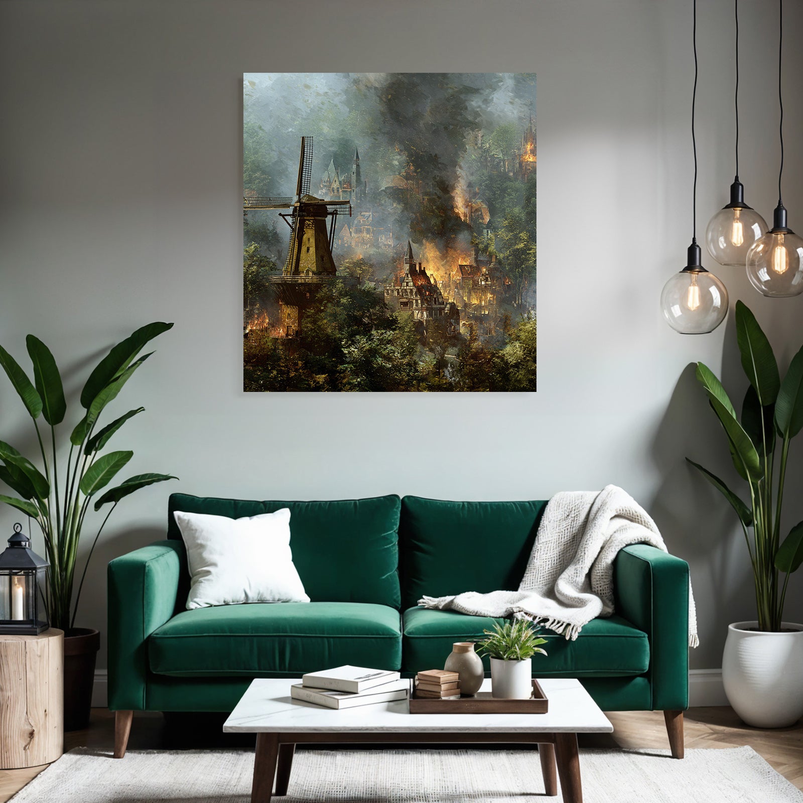 Windmühle Feür Und Rauch In Der Stadt