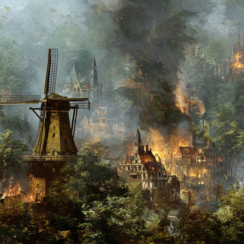 Windmühle Feür Und Rauch In Der Stadt | Windmuehlen Leuchttuerme Bruecken | Architektur