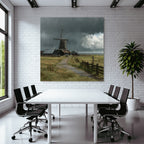 Windmühle Landschaft Sturmhimmel Herbstlandschaft