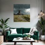 Windmühle Landschaft Sturmhimmel Herbstlandschaft