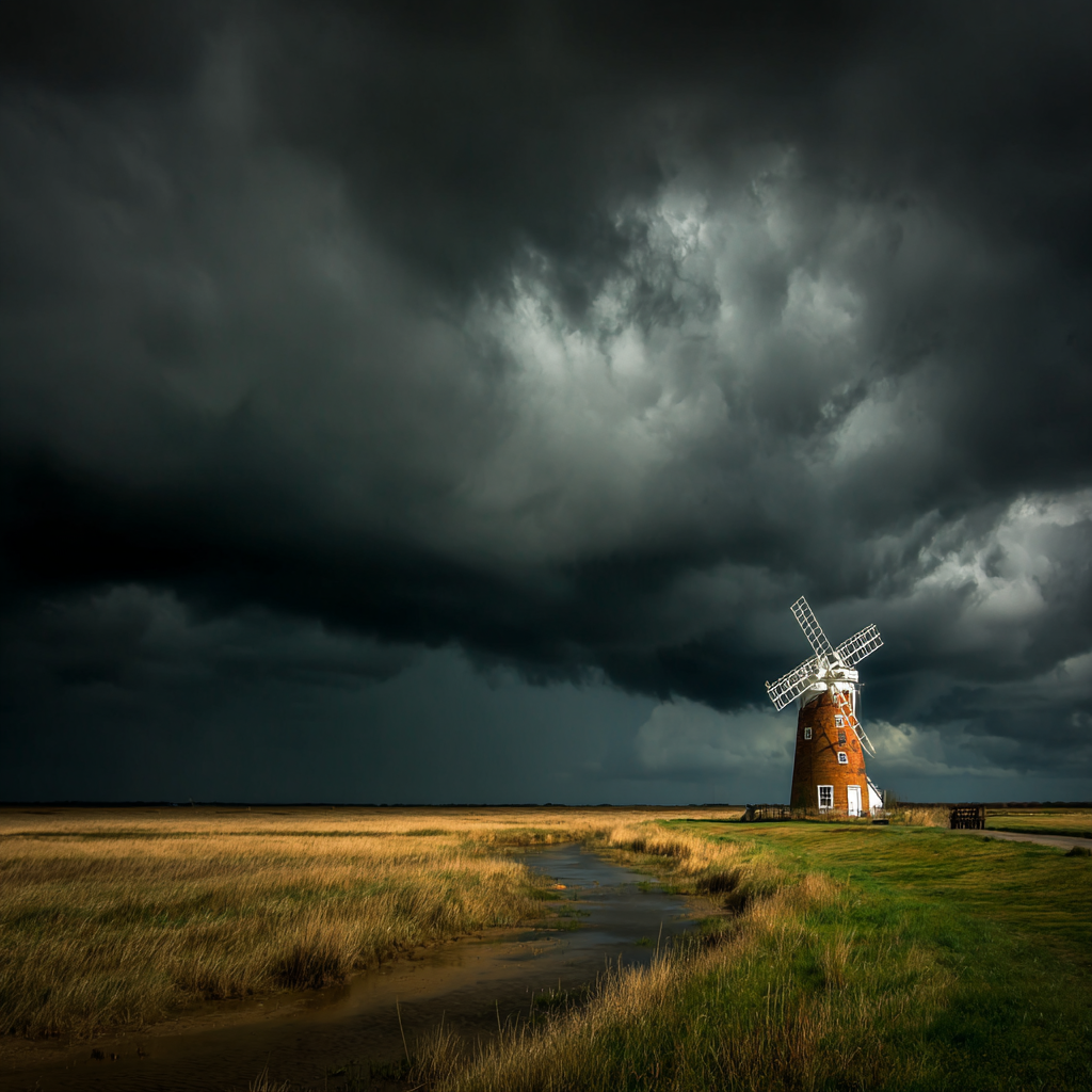 Windmühle Stormy Sky Vorhersehbare Sturm | Windmuehlen Leuchttuerme Bruecken | Architektur