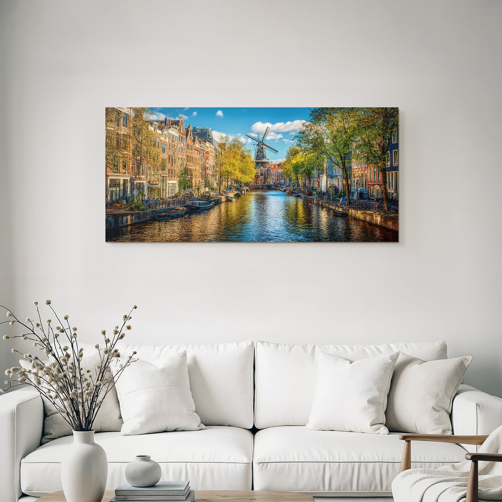 Kanalszene Amsterdam Herbstlandschaft Reflexionen In Wasser