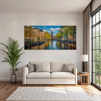 Kanalszene Amsterdam Herbstlandschaft Reflexionen In Wasser