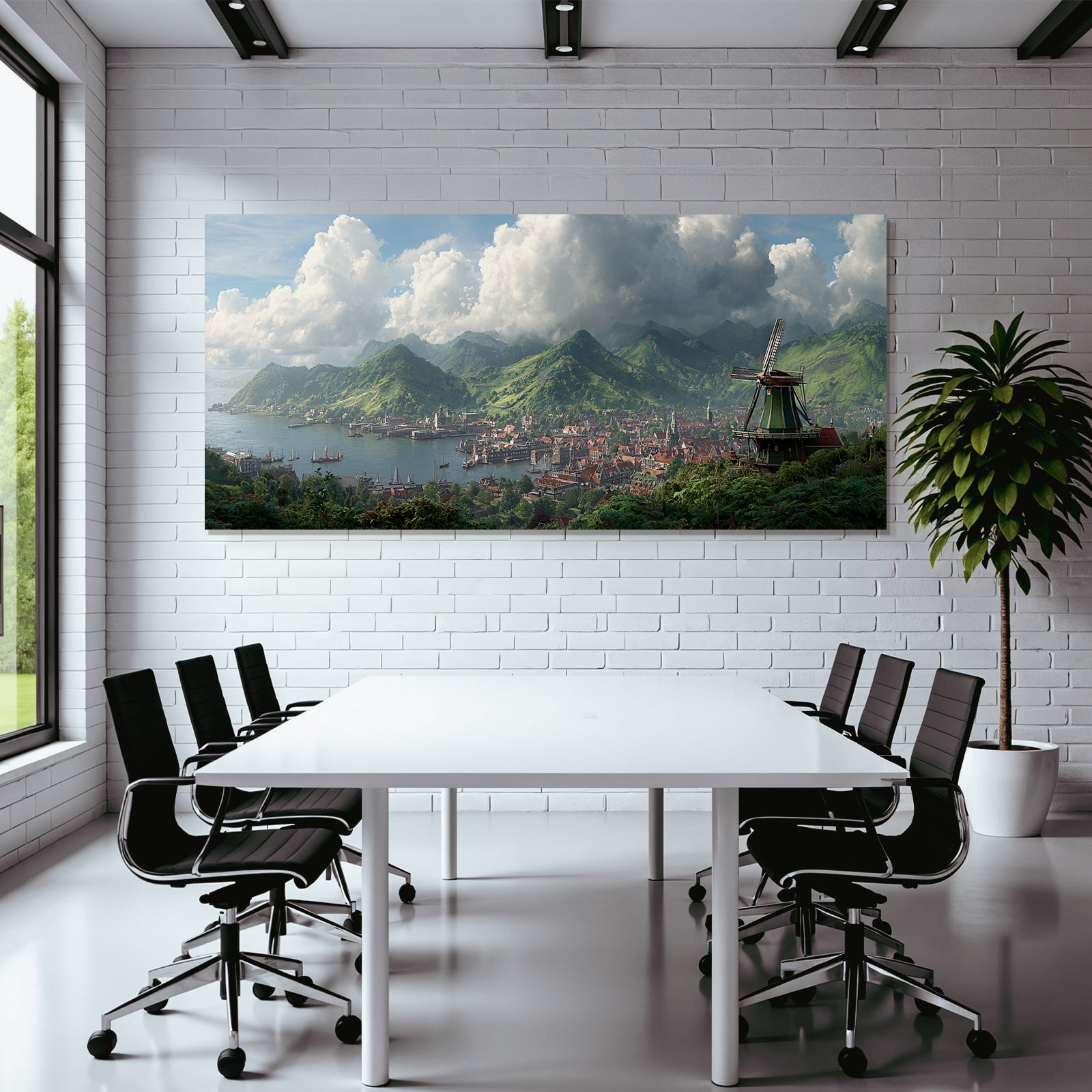 Küsstädte Malerei Und Küstenlandschaft Mit Segelyachten Bloc Boote Himmel