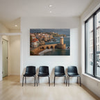 Leuchtturm Steinbrücke Und Hübsche Stadt Am Meer