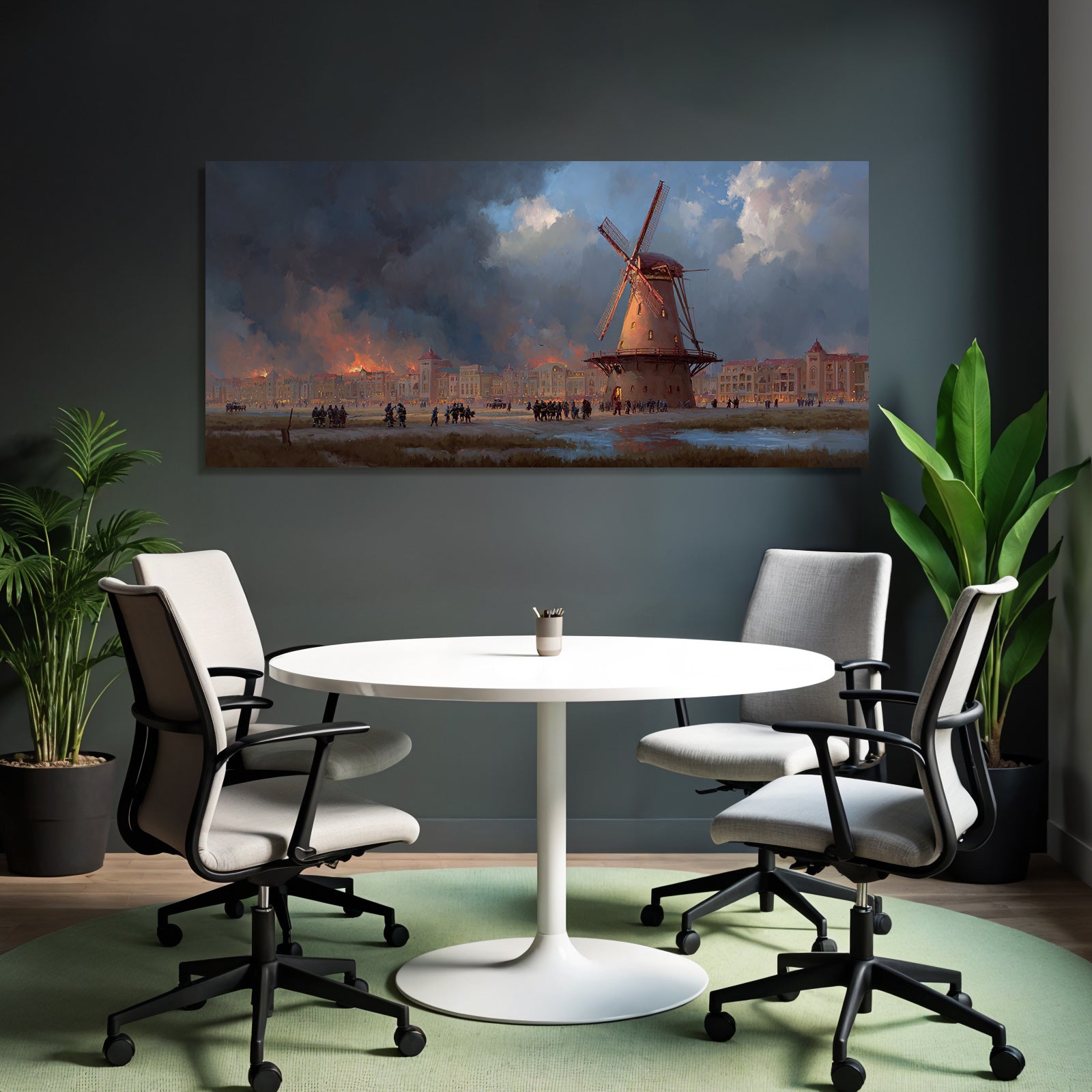 Windmill Notfall Hintergrund Feür Dramatischer Himmel