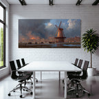 Windmill Notfall Hintergrund Feür Dramatischer Himmel