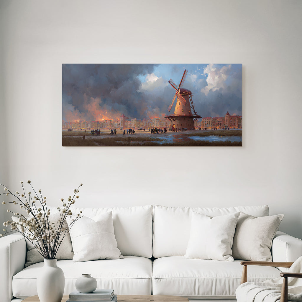 Windmill Notfall Hintergrund Feür Dramatischer Himmel