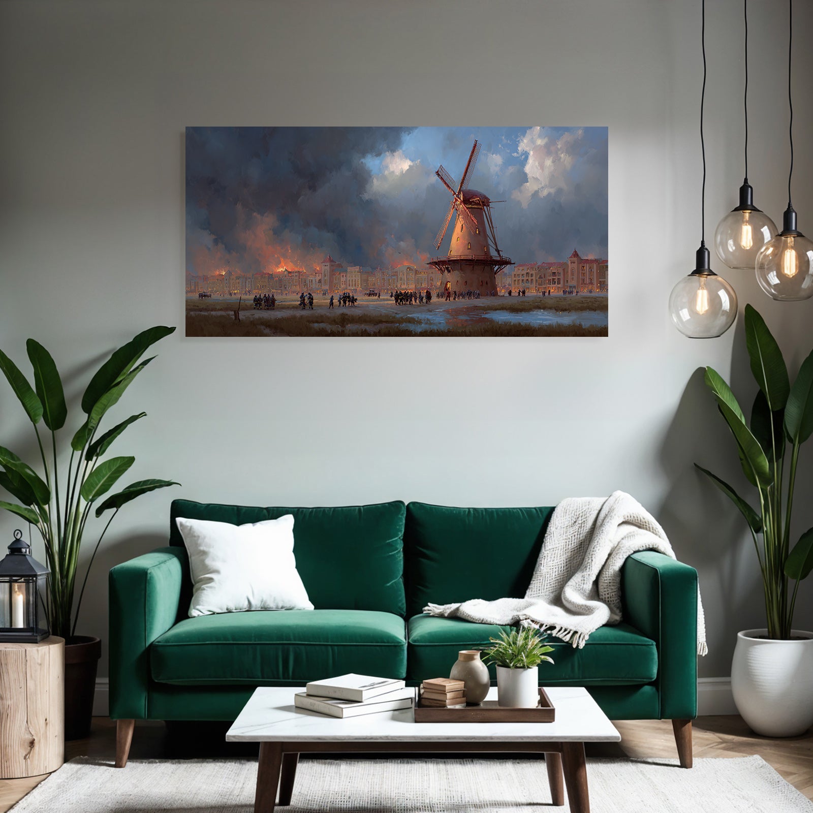 Windmill Notfall Hintergrund Feür Dramatischer Himmel