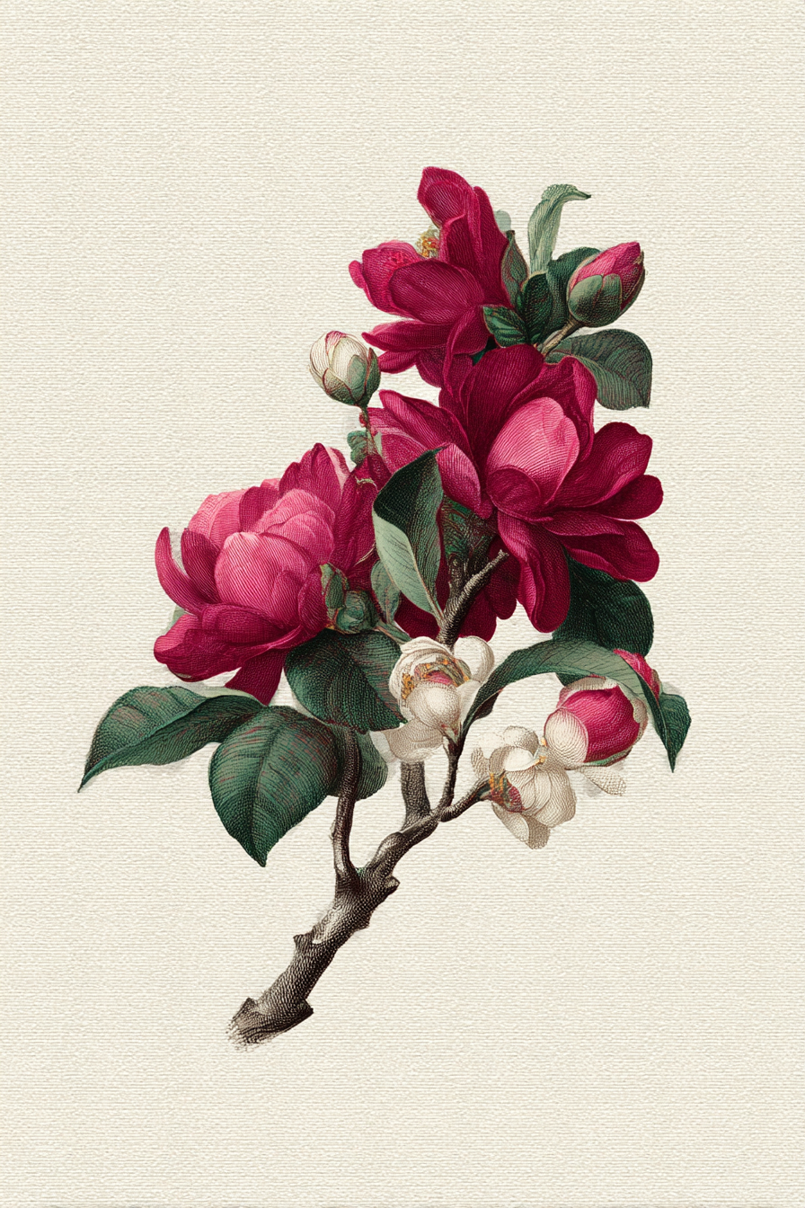 Botanische Magnolienillustration Im Vintage Stil | Botanische Illustrationen | Blumen