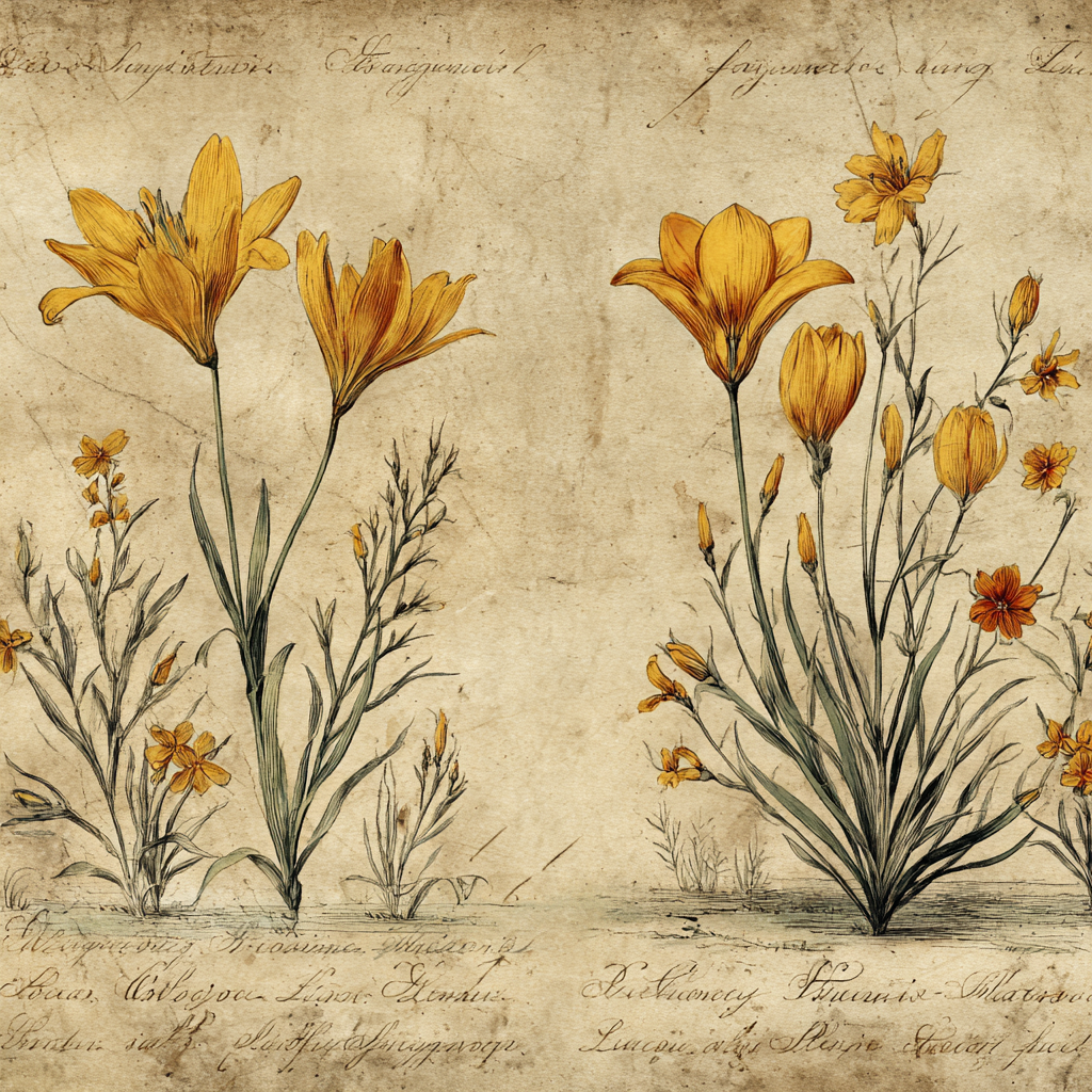 Botanische Illustration Gelbe Auf Altem Hintergrund | Botanische Illustrationen | Blumen