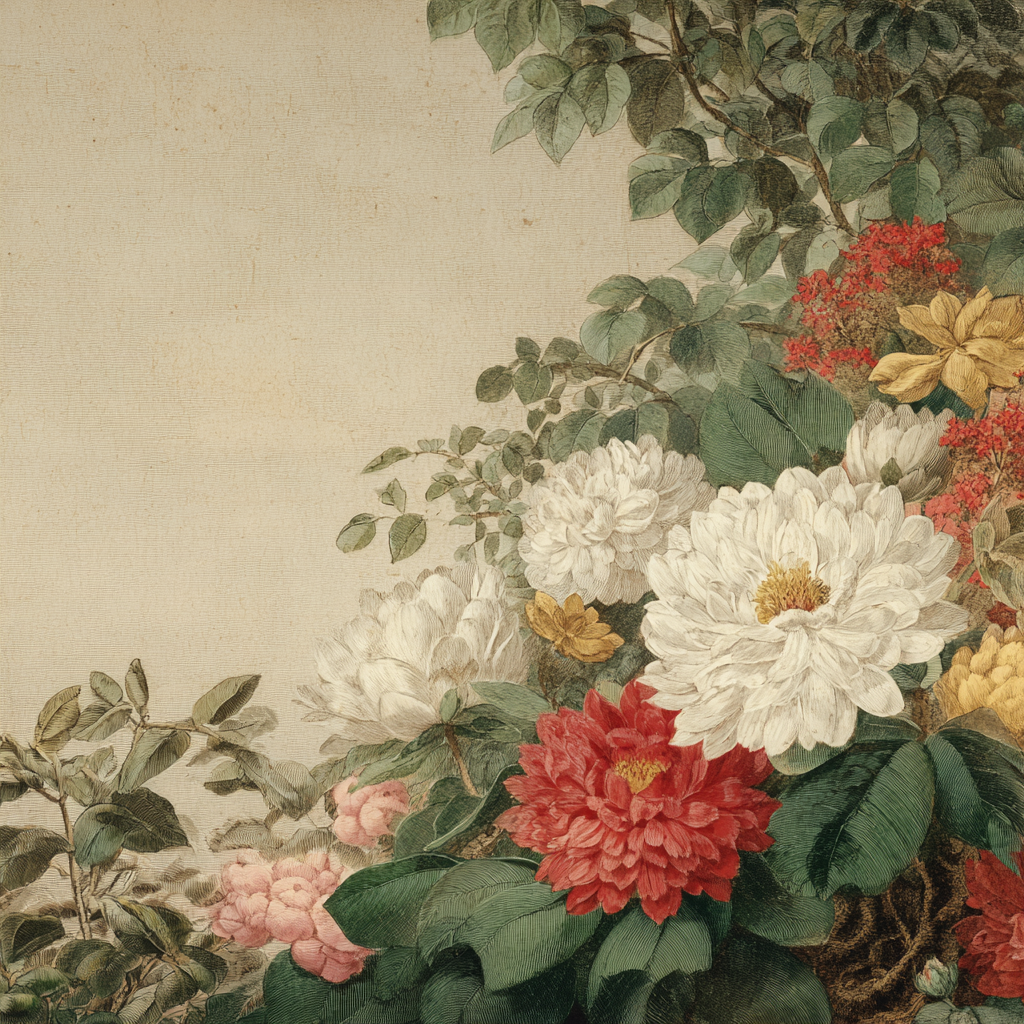 Gemälde Weiss Rot Gelb Auf Schlichter Hintergrund | Botanische Illustrationen | Blumen