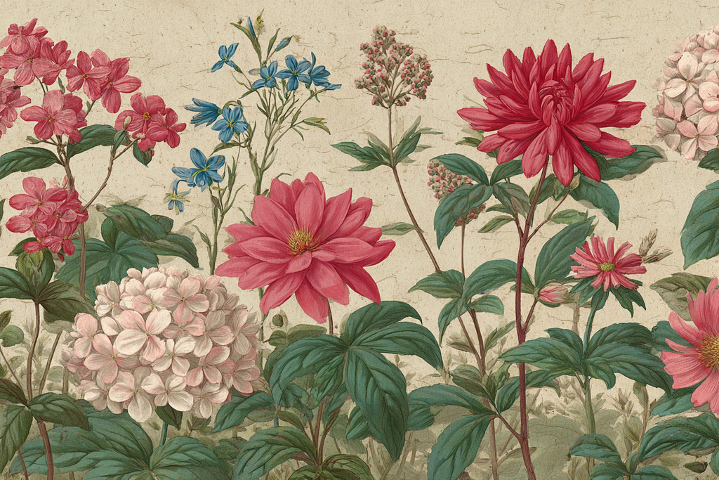 Botanische Illustration Farbenfrohe Blüten Wunderschone | Botanische Illustrationen | Blumen
