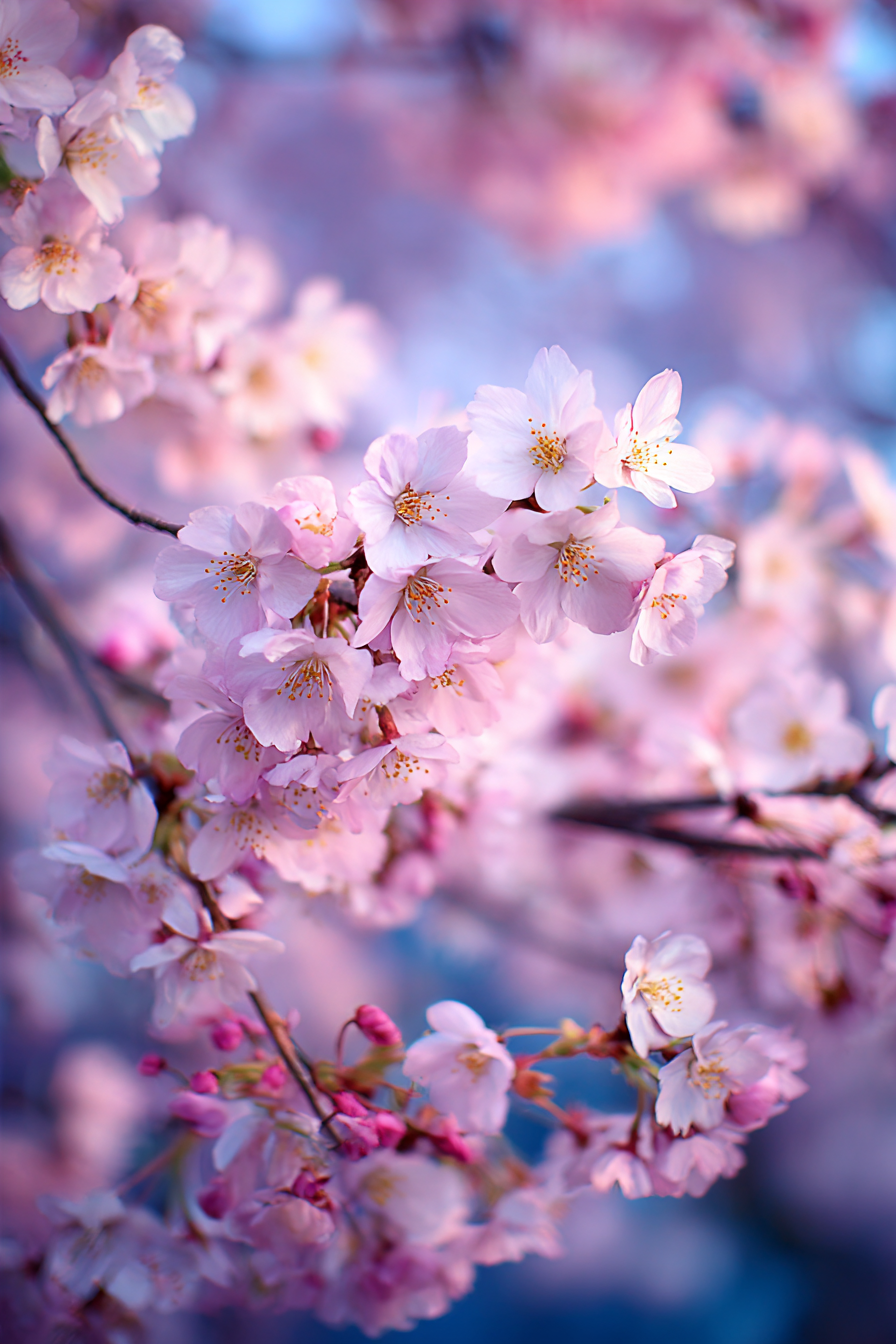 Nahaufnahme Von Kirschblüten | Japanische Zierkirsche | Blumen
