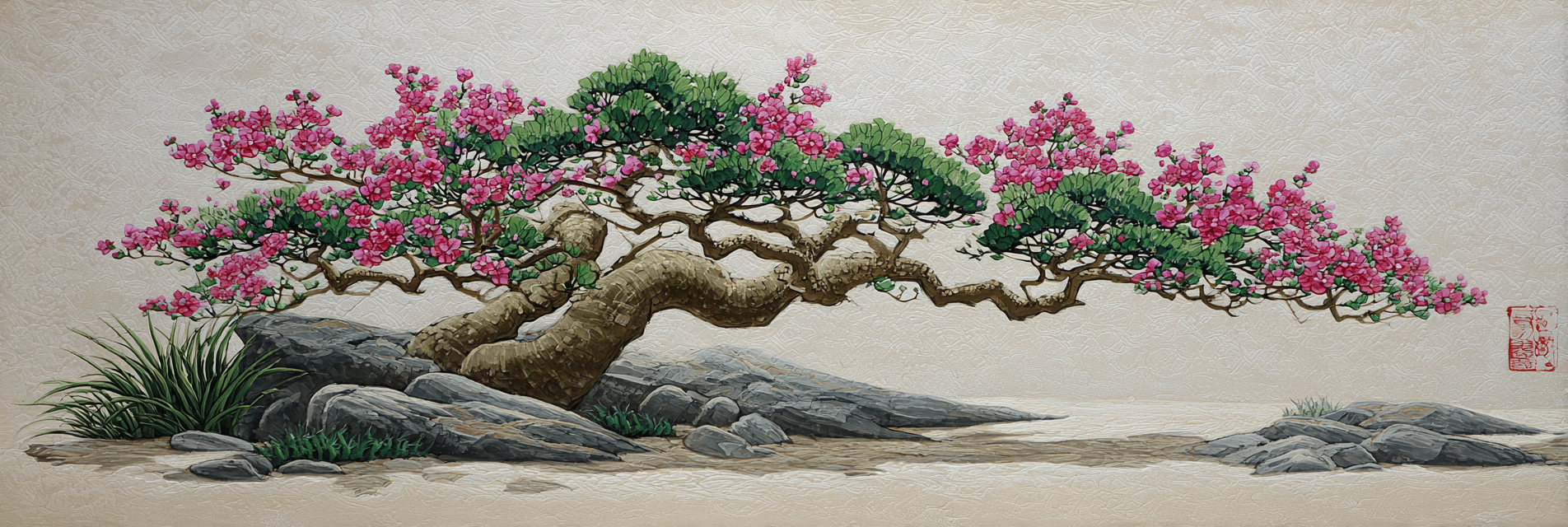 Baum Mit Rosafarbenen Blüten In Asiatischer Landschaft | Japanische Zierkirsche | Blumen