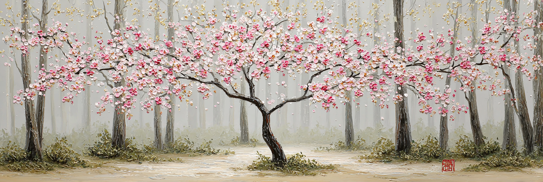 Blühender Baum Im Mystischen Wald | Japanische Zierkirsche | Blumen