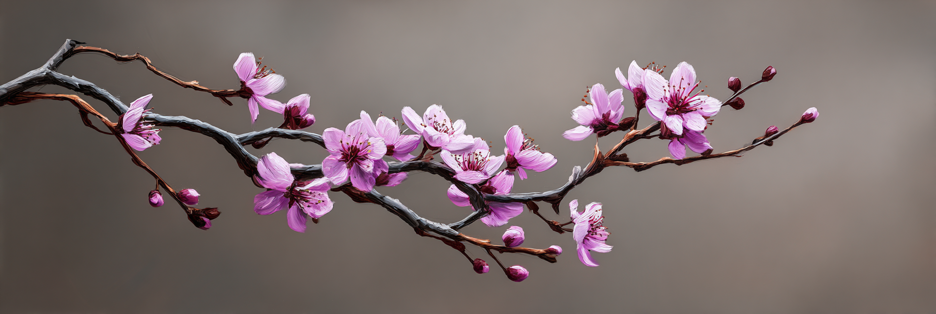 Zweig Mit Rosa Vor Gedämpftem Hintergrund | Japanische Zierkirsche | Blumen