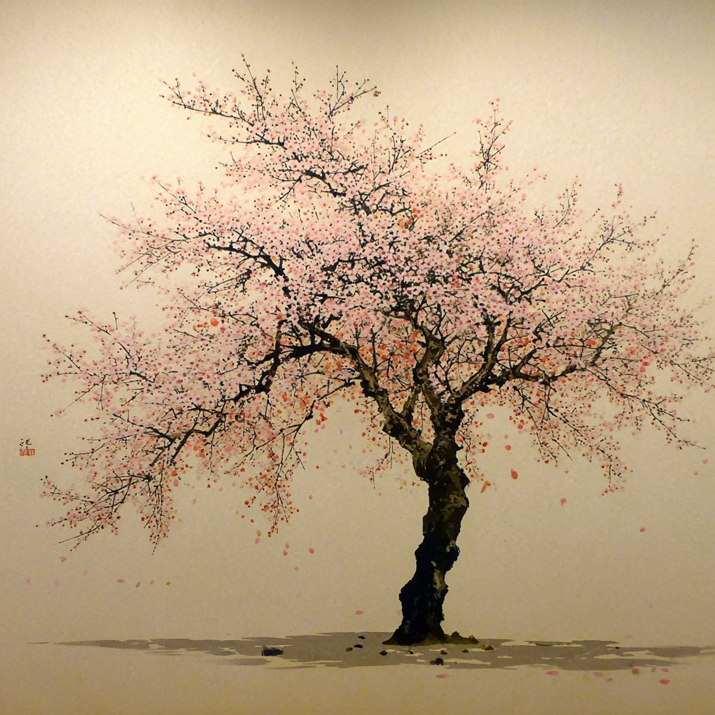 Kirschblütenbaum Traditionelle Ostasiatische Kunst | Japanische Zierkirsche | Blumen