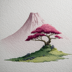Kirschblütenbaum Vor Japanischer Berglandschaft | Japanische Zierkirsche | Blumen