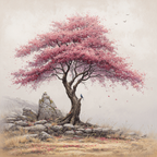 Schöner Baum Mit Rosa Blüten In Ruhiger Landschaft | Japanische Zierkirsche | Blumen
