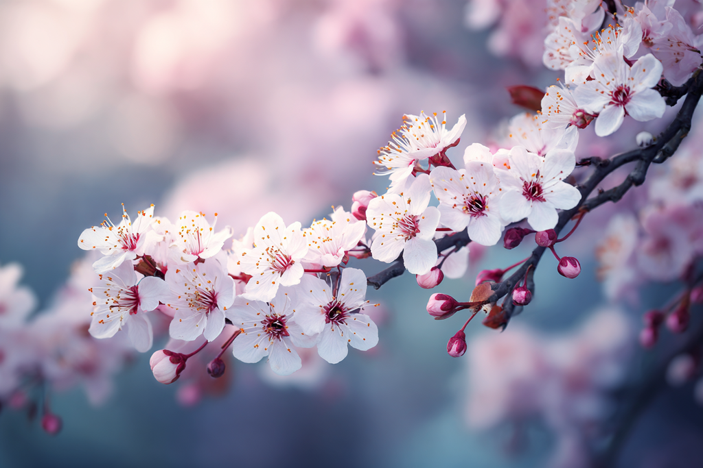 Blütenzweig Mit Frühlingserwachen | Japanische Zierkirsche | Blumen
