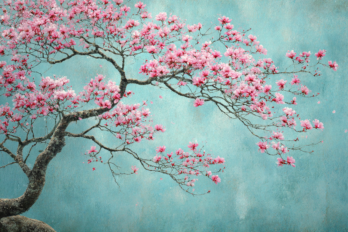 Kirschblütenbaum Vor Blaüm Hintergrund | Japanische Zierkirsche | Blumen