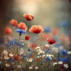 Traumhafte Wildwiese Mit Mohn Korn Und Gänseblümchen | Mohn  Pusteblume  Kornblume | Blumen