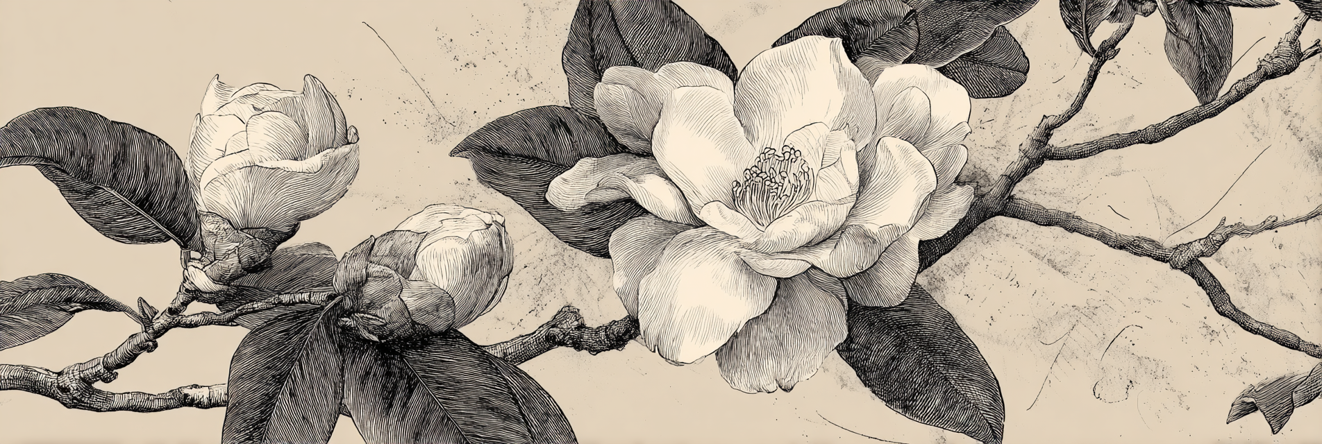 Botanische Illustrationen Magnolienblüten Und Blätter Botanische Illustration | Orchideen  Anemonen  Pfingstrose | Blumen