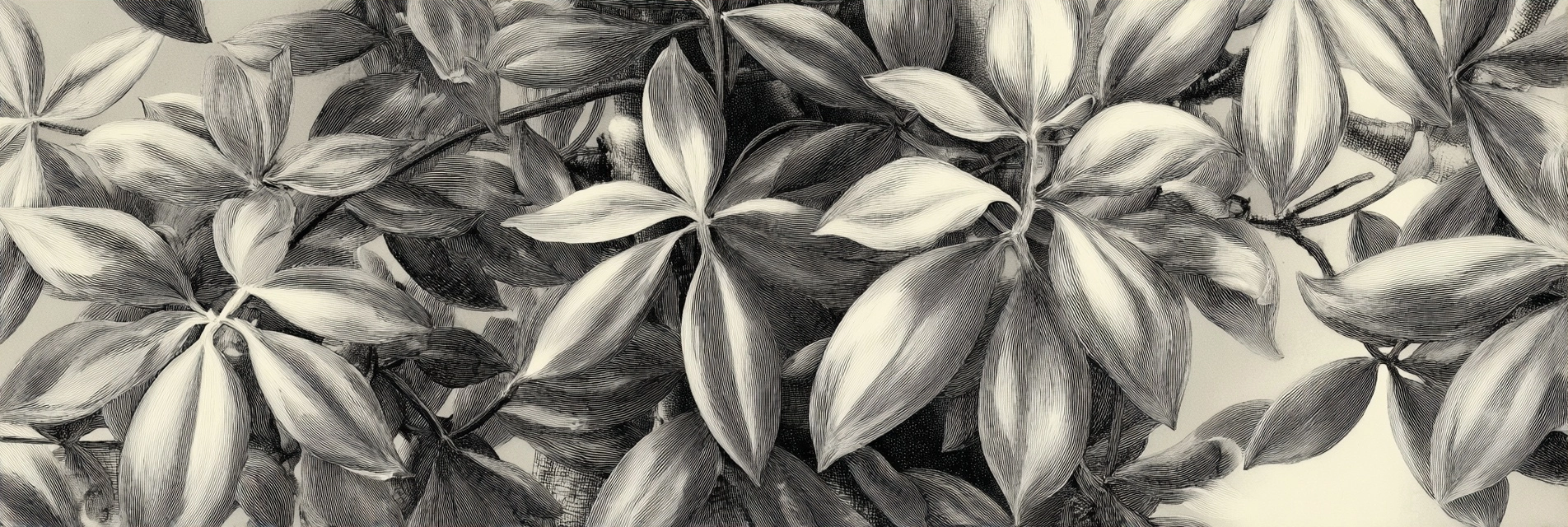 Botanische Illustrationen Monochrome Blatt Texturen | Orchideen  Anemonen  Pfingstrose | Blumen