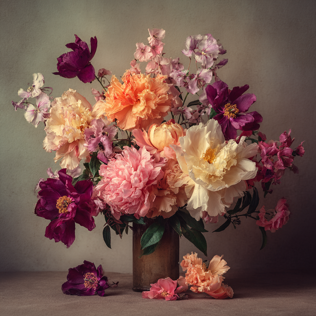 Orchideen Anemonen Pfingstrose Gesteck Mit Pfingstrosen Und Bunten Blüten | Orchideen  Anemonen  Pfingstrose | Blumen