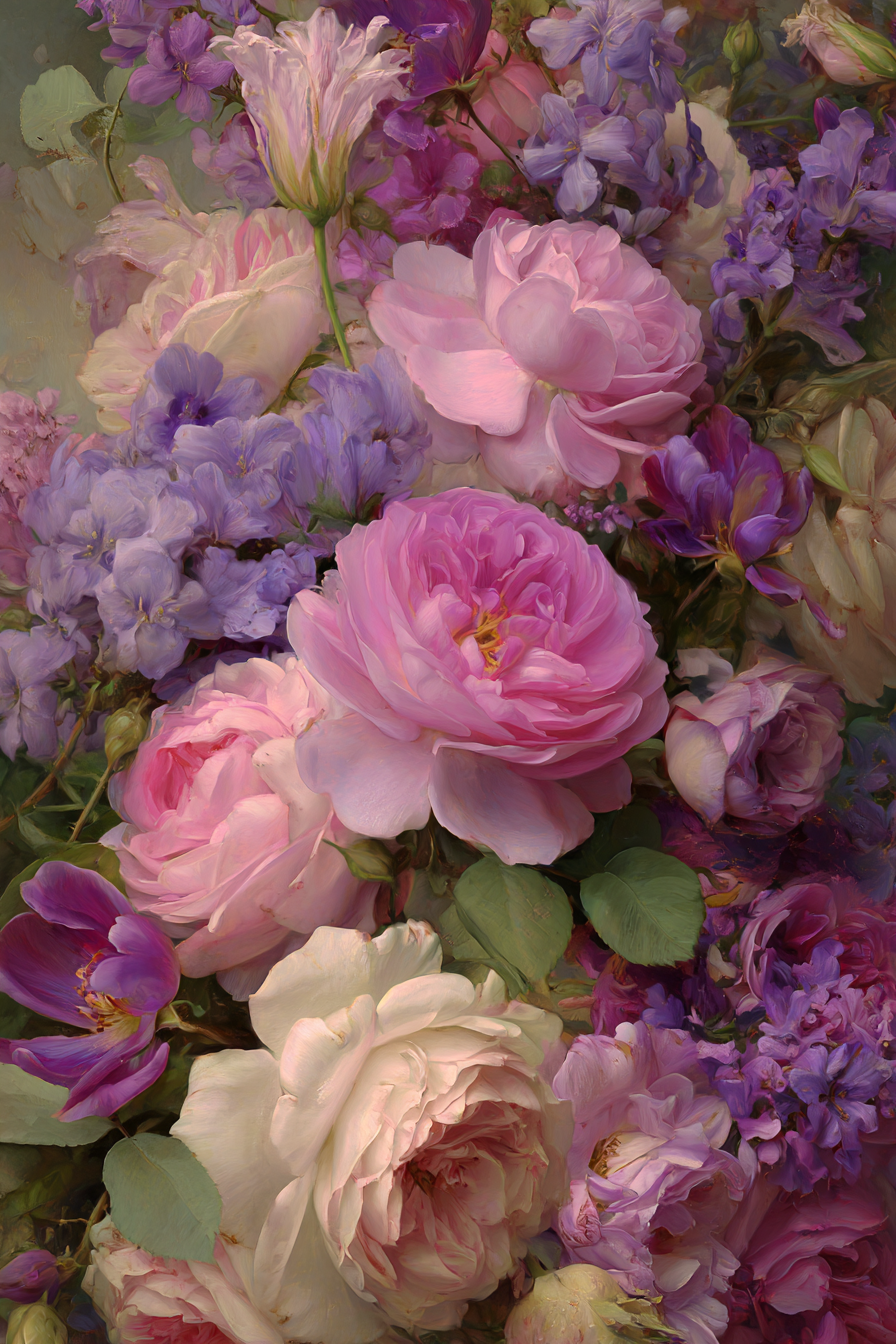 Romantisches Bouqüt Aus Pfingstrosen Und Lavendel | Rosen Tulpen Lavendel | Blumen