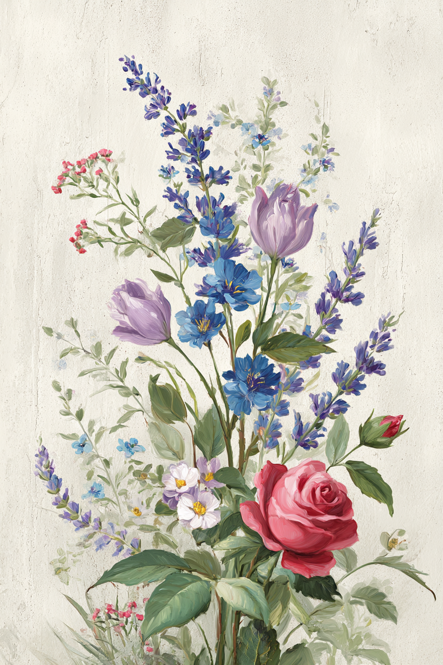 Schönes Arrangement Mit Rosen Und Bunten Blüten | Rosen Tulpen Lavendel | Blumen