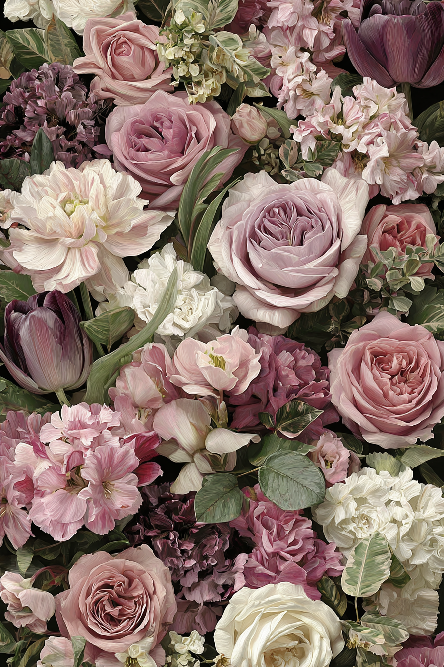Arrangement In Pink Weiss Und Lila Mit Rosen Und Tulpen | Rosen Tulpen Lavendel | Blumen