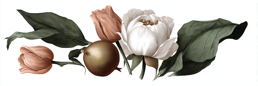 Botanische Vintage Illustration Blätter Und Apfel | Rosen Tulpen Lavendel | Blumen