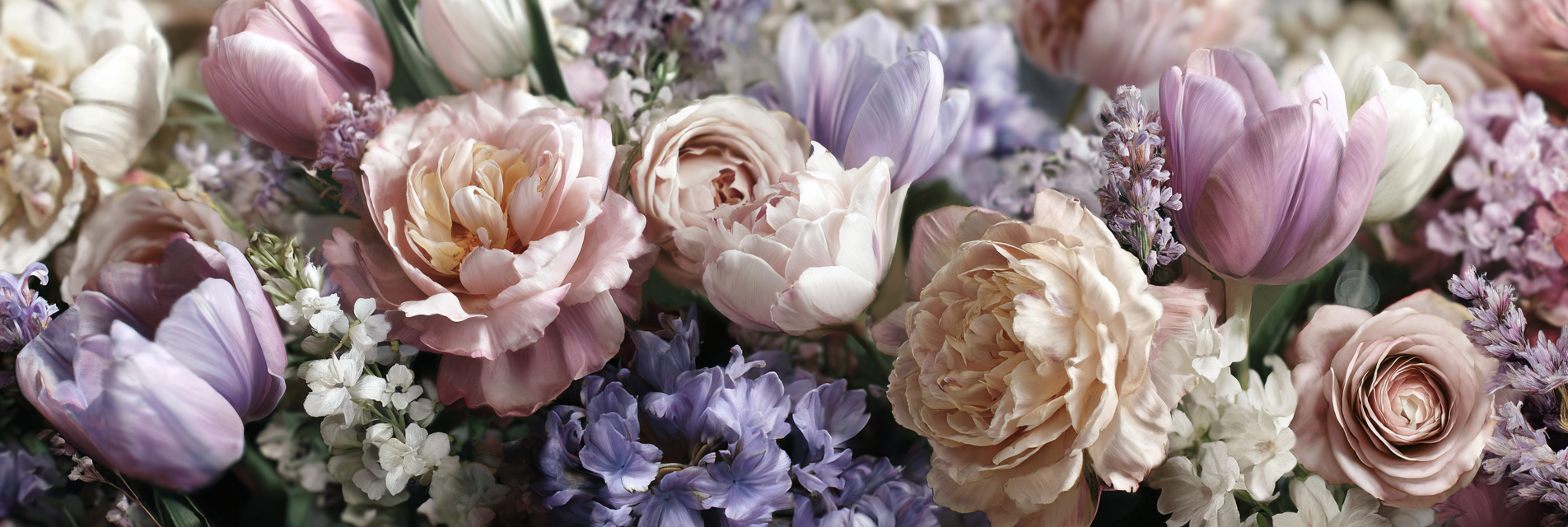 Nahaufnahme Vielfältiger Mit Tulpen Und Pfingstrosen Zarten Farben | Rosen Tulpen Lavendel | Blumen