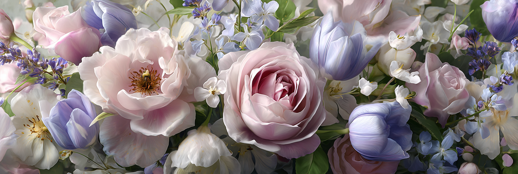 Nahaufnahme Von Strauss Mit Rosen Und Tulpen | Rosen Tulpen Lavendel | Blumen
