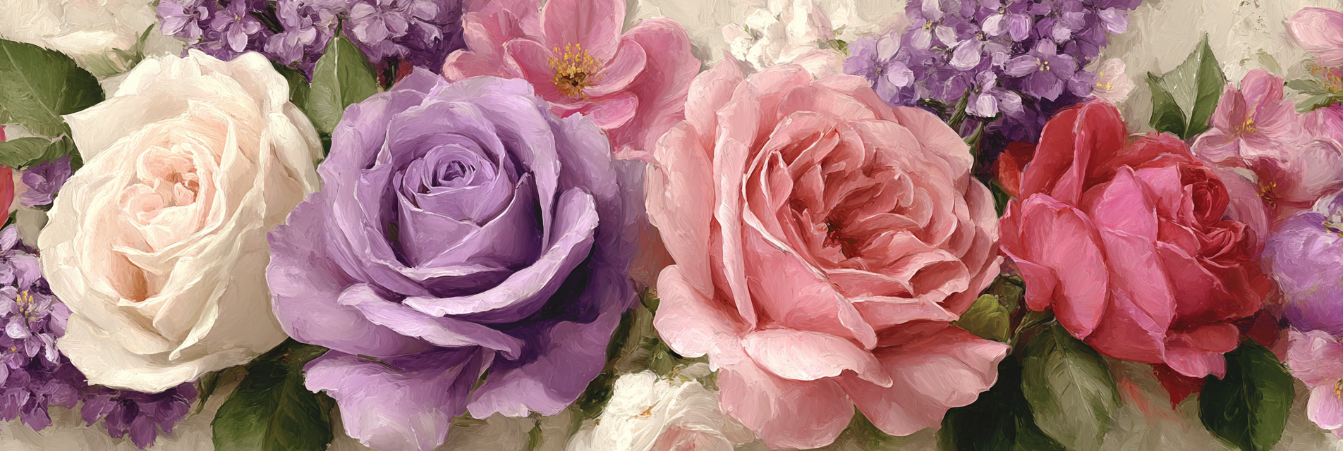 Rosenstrauss Mit Sanften Pinselstrichen | Rosen Tulpen Lavendel | Blumen