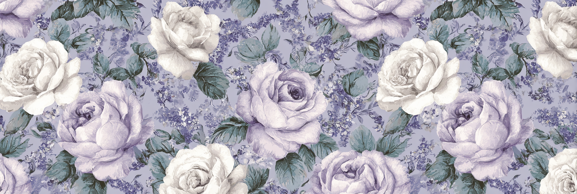 Zartes Rosenmuster Auf Lavendel Hintergrund | Rosen Tulpen Lavendel | Blumen