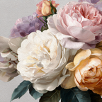 Bouqüt Aus Rosa Und Weissen Pfingstrosen Mit Gelben Und Lavendelblüten Im Malerischen Stil | Rosen Tulpen Lavendel | Blumen