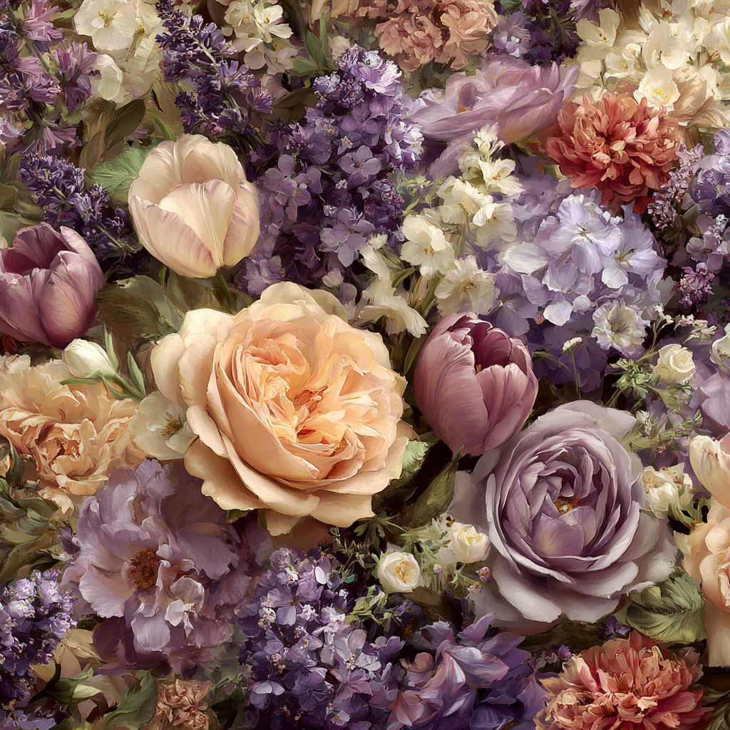 Bunte Blütenkomposition Mit Rosen Tulpen Und Mehrfarbigen Blüten | Rosen Tulpen Lavendel | Blumen
