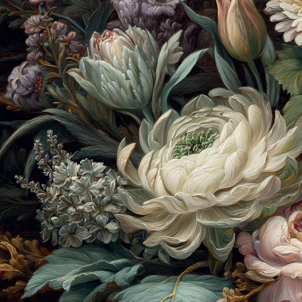 Florales Kunstwerk Mit Vielfarbigen Und Detaillierten Mustern | Rosen Tulpen Lavendel | Blumen