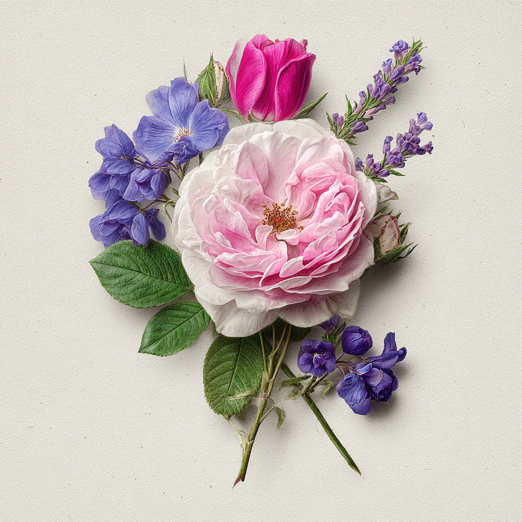 Schöne Anordnung Von Rosen Tulpen Und Lila Auf Hellen Hintergrund | Rosen Tulpen Lavendel | Blumen