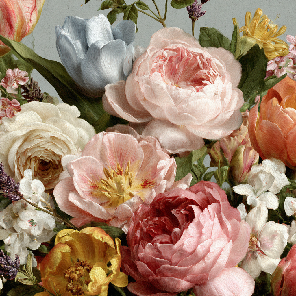 Schone Komposition Mit Päonien Tulpen Und Blütenpracht | Rosen Tulpen Lavendel | Blumen