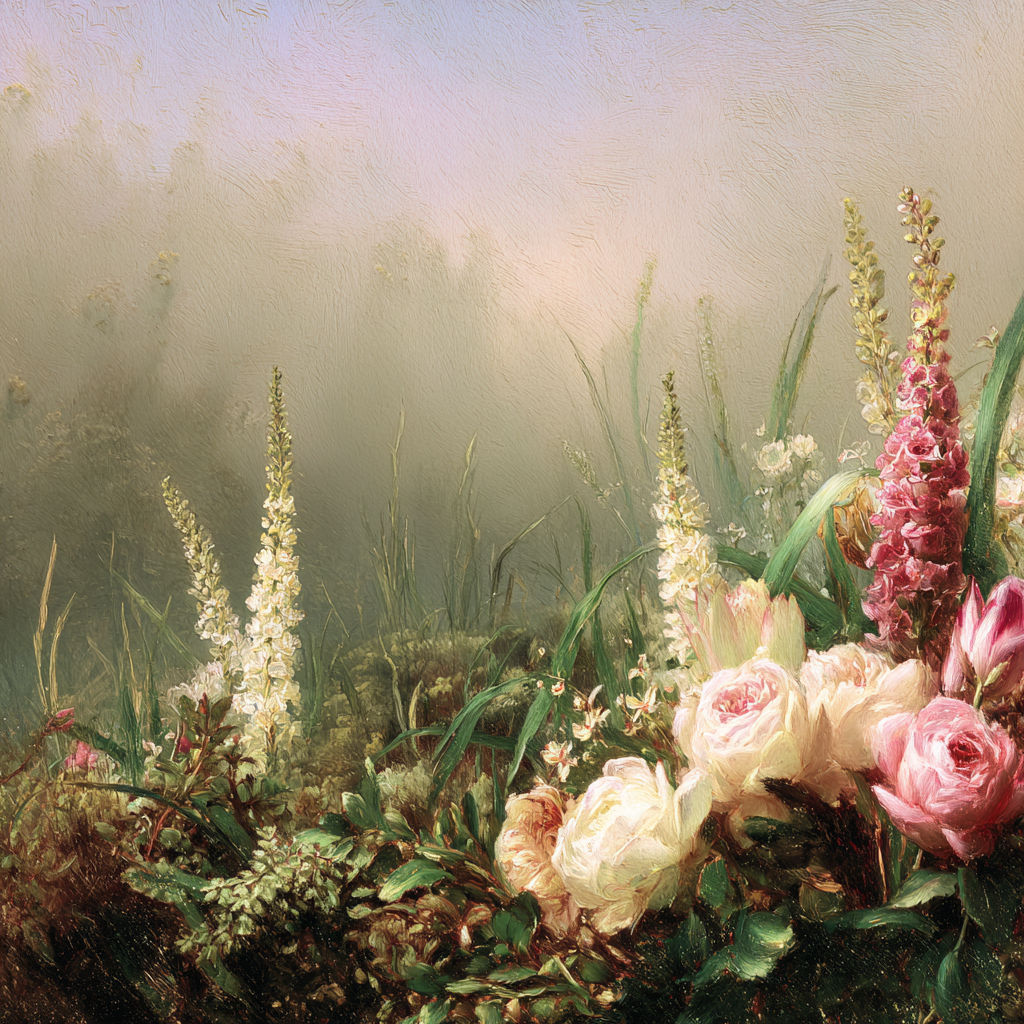 Zarte Blüten Im Morgennebel | Rosen Tulpen Lavendel | Blumen