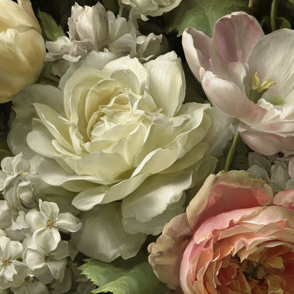Stillleben Mit Weisser Rose Und Pastellfarbenen Blüten | Rosen Tulpen Lavendel | Blumen