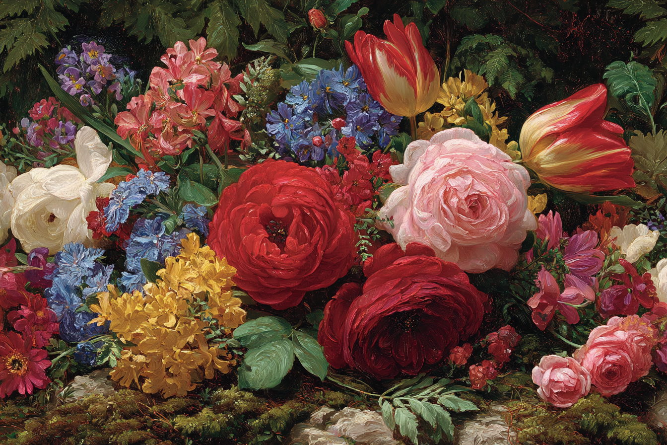 Bunte Vielfalt Im Stilleben | Rosen Tulpen Lavendel | Blumen