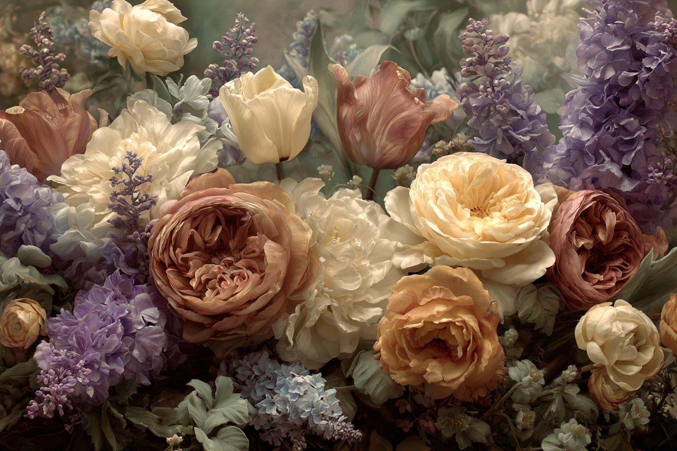 Romantisches Bouqüt Mit Pfingstrosen Tulpen Und Flieder In Pastell | Rosen Tulpen Lavendel | Blumen